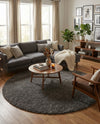 Cozy Comfort Shag Collection Area Rug - Haven (Smoke Gray) Round Smoke Gray  lifestyle 31