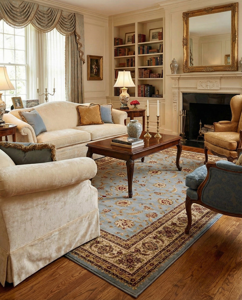 Jaipur Elegance Collection Area Rug -  Nahargarh (Light Blue) Rectangle Light Blue  lifestyle 17