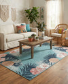 Seaside Blooms Collection Area Rug - Haven Rectangle Blue  lifestyle 21