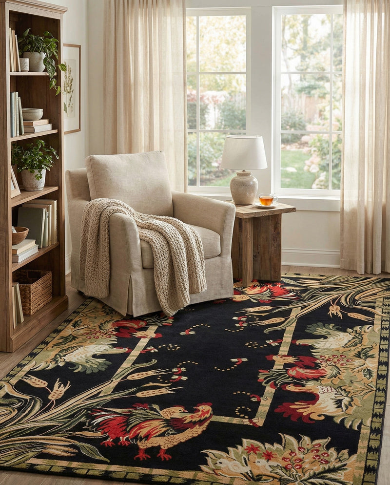 Rural Charm Collection Area Rug - Meadowbrook Rectangle Black  lifestyle 37