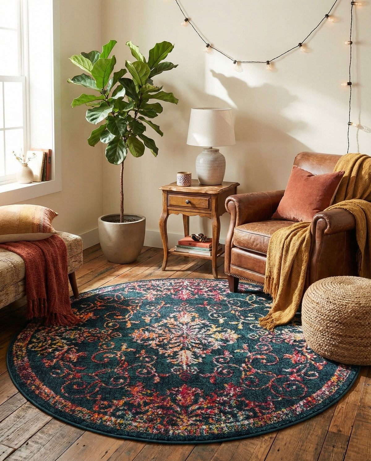 Brighton Terrace Collection Area Rug -  Saltdean Round Navy Blue  lifestyle 108