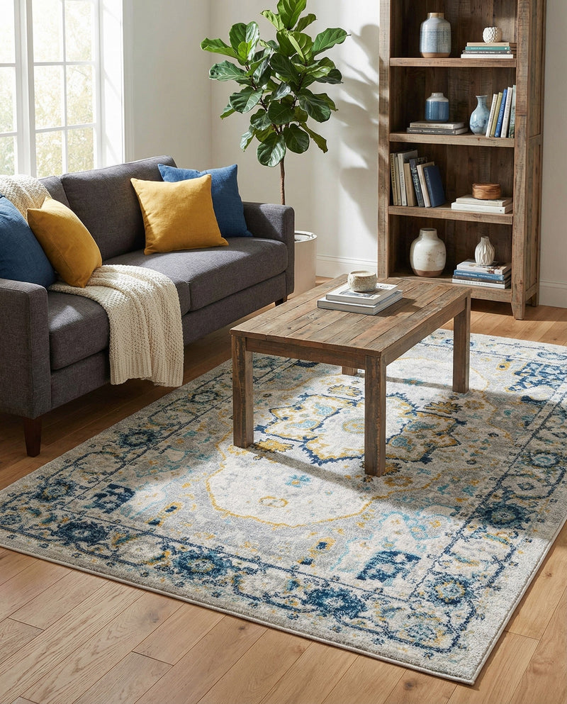 Parisian Elegance Collection Area Rug - Versailles (Gray) Rectangle Gray  lifestyle 20