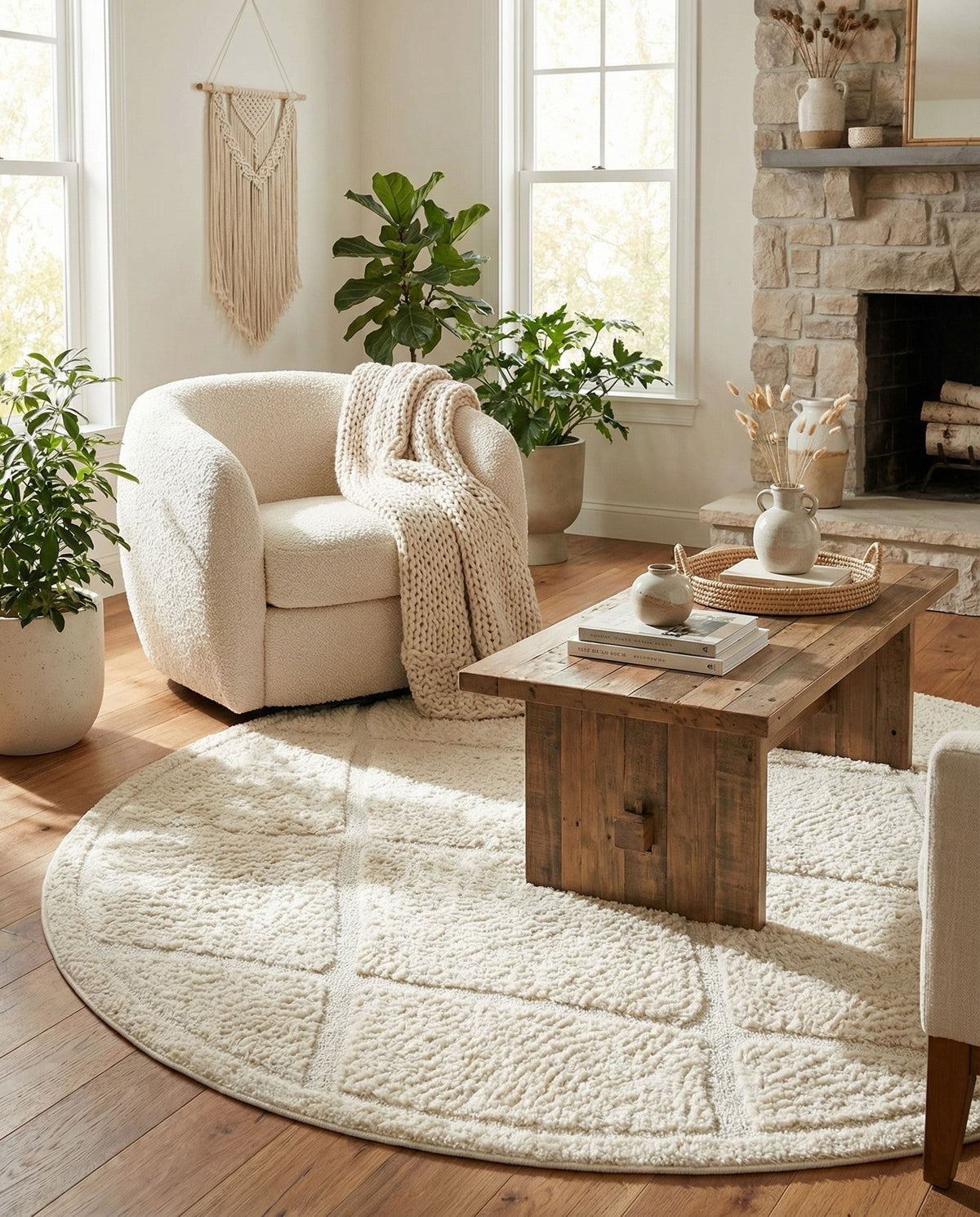 Trellis Haven Collection Area Rug - Havenwood Round Ivory  lifestyle 122