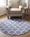 Lattice Gardens Collection Area Rug -  Bloomfield (Light Blue) Round Light Blue  lifestyle 57