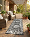 Patio Heritage Collection Area Rug -  Lafayette (Black and White) Runner Black and White  lifestyle 66