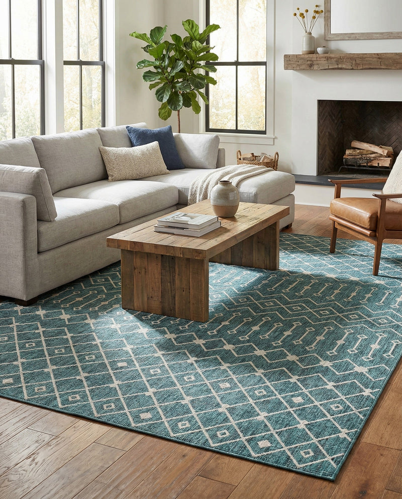 Savannah Pergola Collection Area Rug -  Pergola (Teal) Rectangle Teal  lifestyle 4