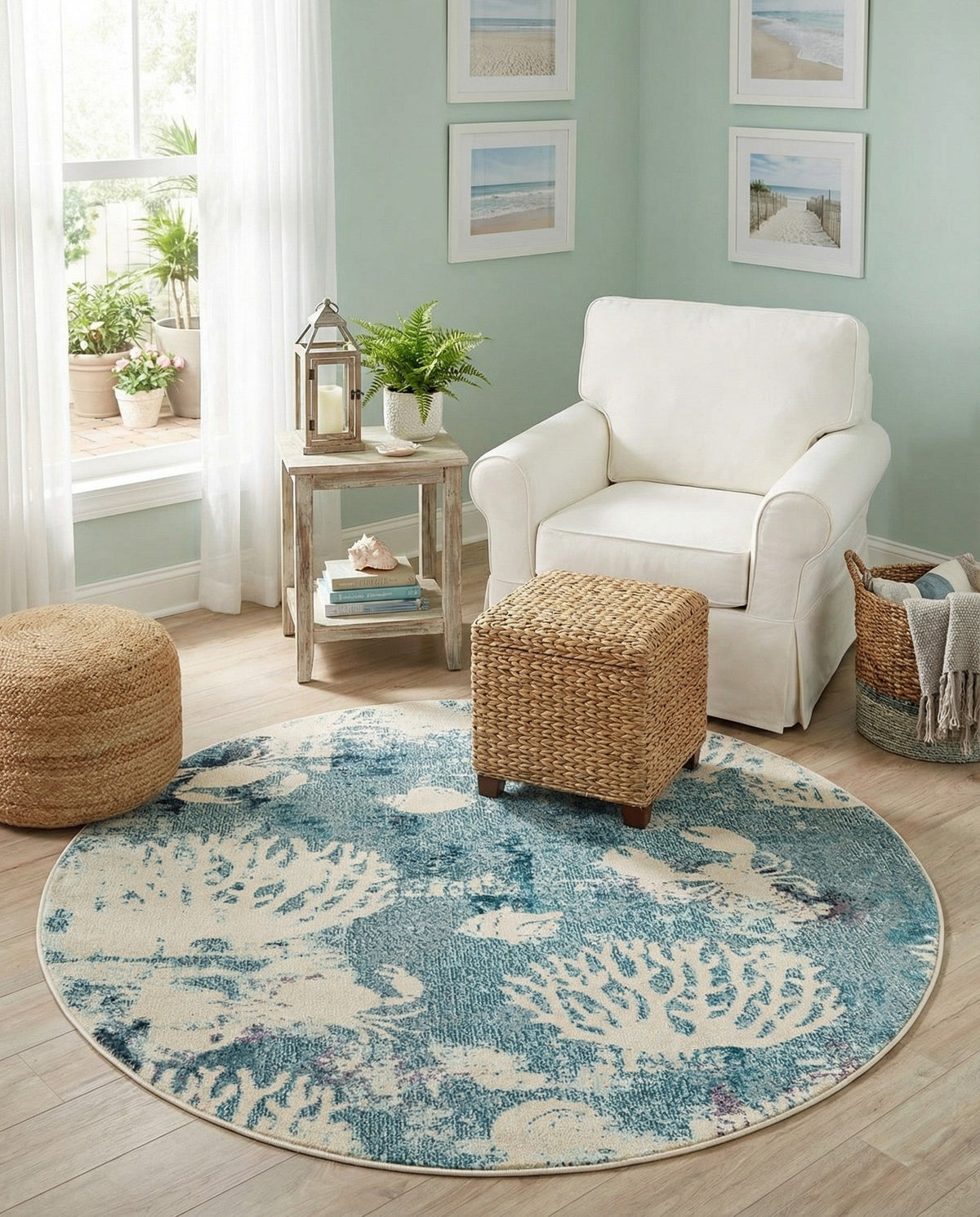 Sorrento Shores Collection Area Rug -  Vico Round Light Blue  lifestyle 139