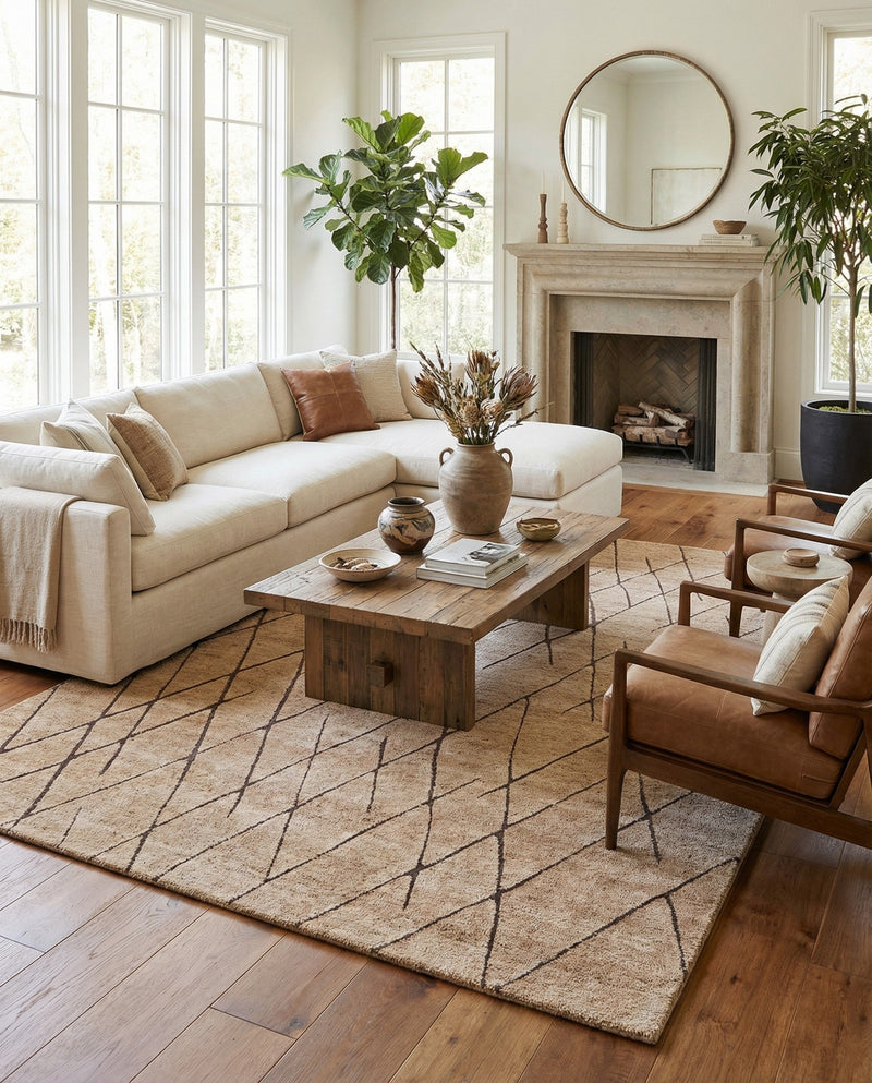 Sahara Berber Wool Collection Area Rug - Marrakesh Rectangle Camel Brown  lifestyle 21