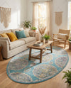 Arcadia Rugs Collection Area Rug -  Atlantis (Blue) Oval Blue  lifestyle 75