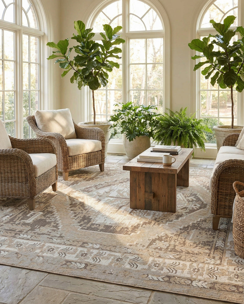 Patio Heritage Collection Area Rug -  Augusta (Natural) Square Natural  lifestyle 69