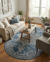 Mykonos Manor Collection Area Rug -  Tinos (Blue) Oval Blue  lifestyle 27
