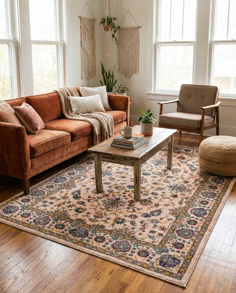 Casablanca Tapestry Collection Area Rug -  Marrakech (Ivory) Rectangle Ivory  lifestyle 9