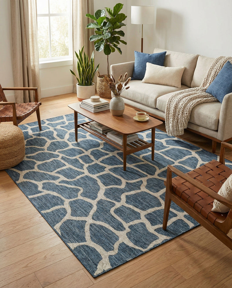 Savannah Escape Collection Area Rug -  Rainforest Rectangle Blue  lifestyle 28