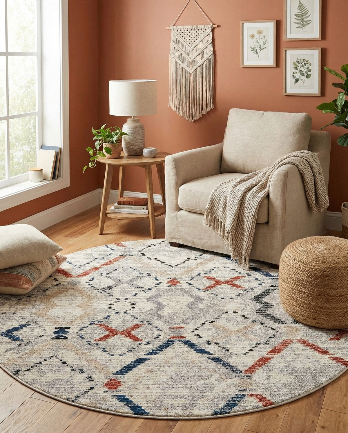 Santa Fe Trails Collection Area Rug - Canyon Round Multi  lifestyle 96
