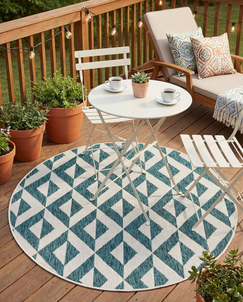Urban Oasis Rugs Collection Area Rug -  Highrise (Teal) Round Teal  lifestyle 25
