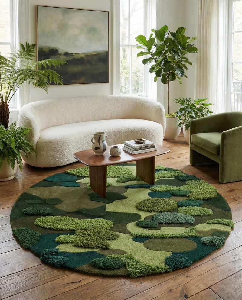 Forest Floor Oasis Collection Area Rug - Willowbrook Round Green  lifestyle 28