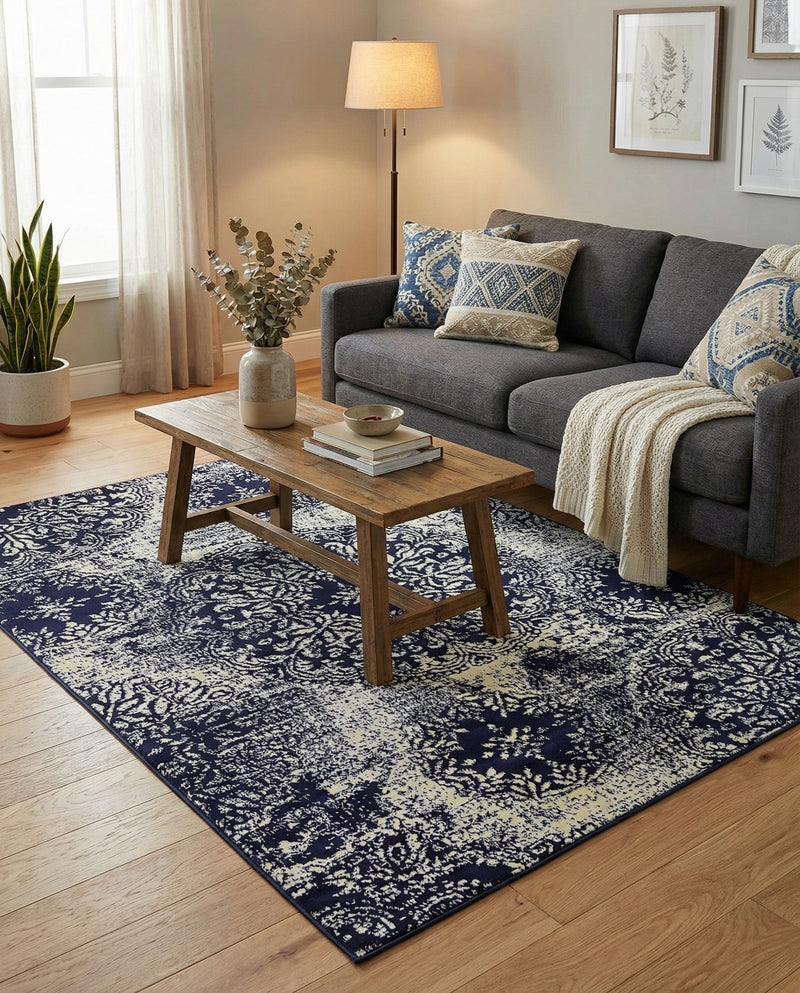Riviera Elegance Collection Area Rug -  Monaco (Navy Blue) Rectangle Navy Blue  lifestyle 22