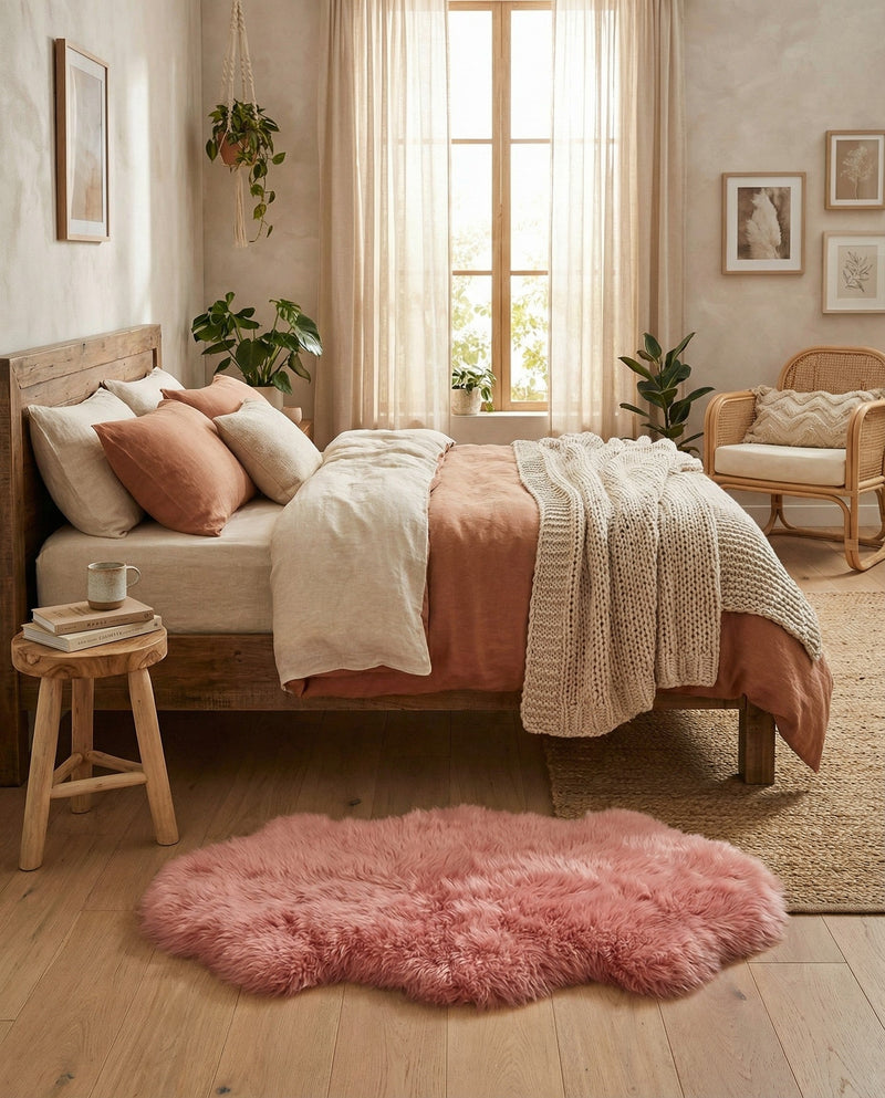 Arctic Lambskin Luxe Collection Area Rug - Tundra Rectangle Pink  lifestyle 37