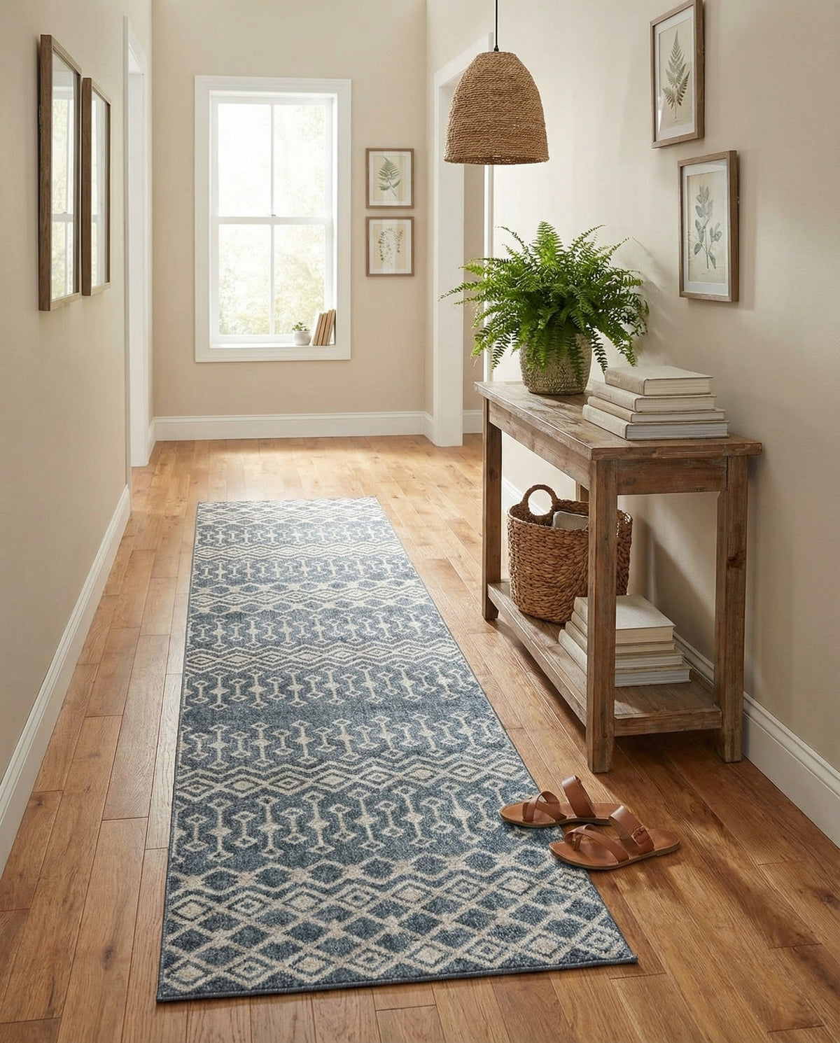 Geo Garden Lattice Collection Area Rug -  Andalusia Runner Harbor Blue  lifestyle 206