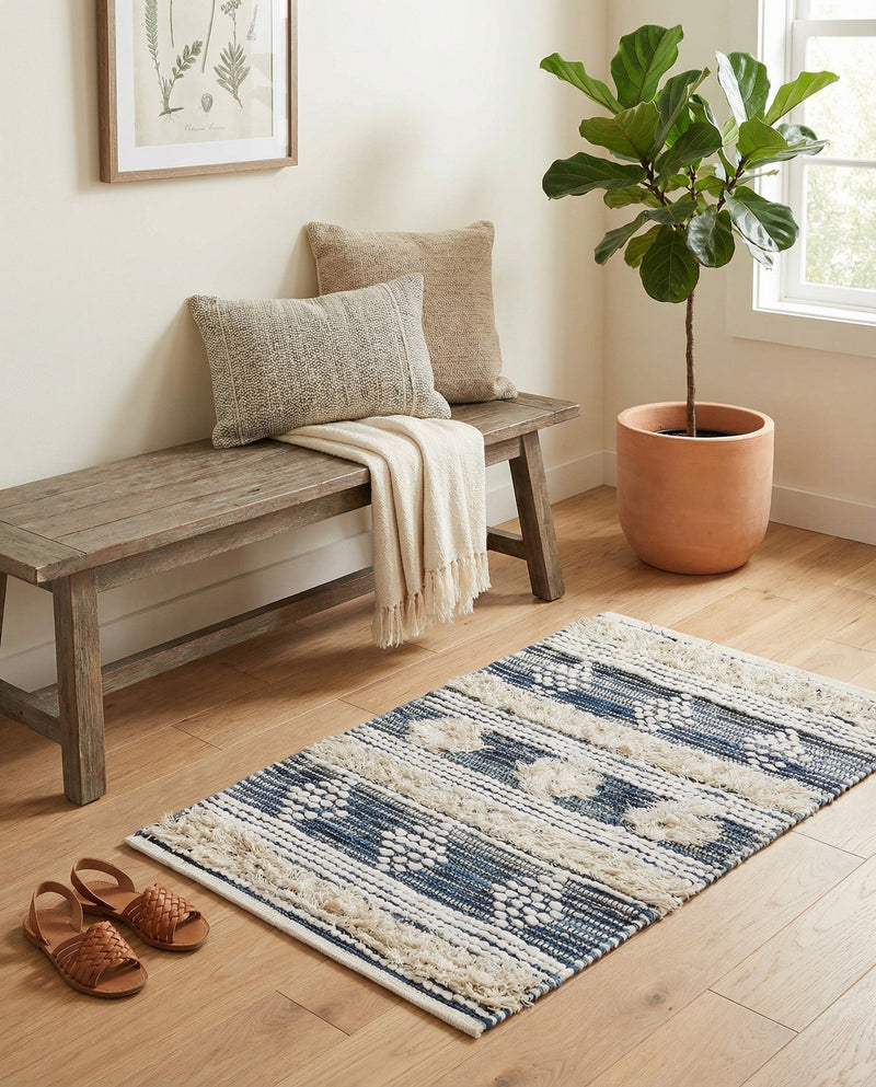 Cotton Punjab Passage Collection Area Rug - Amritsar Rectangle Ivory  lifestyle 18