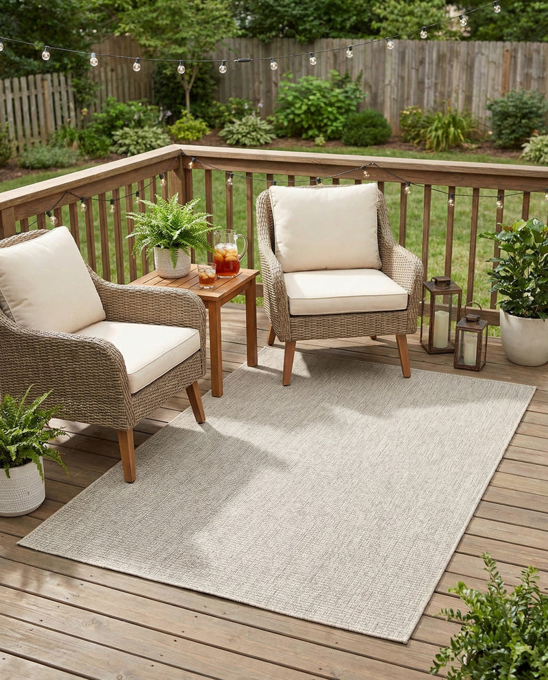 Seaside Serenity Collection Area Rug - Veranda (Light Gray) Rectangle Light Gray  lifestyle 37