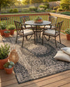Patio Heritage Collection Area Rug -  Lafayette (Black) Rectangle Black  lifestyle 5