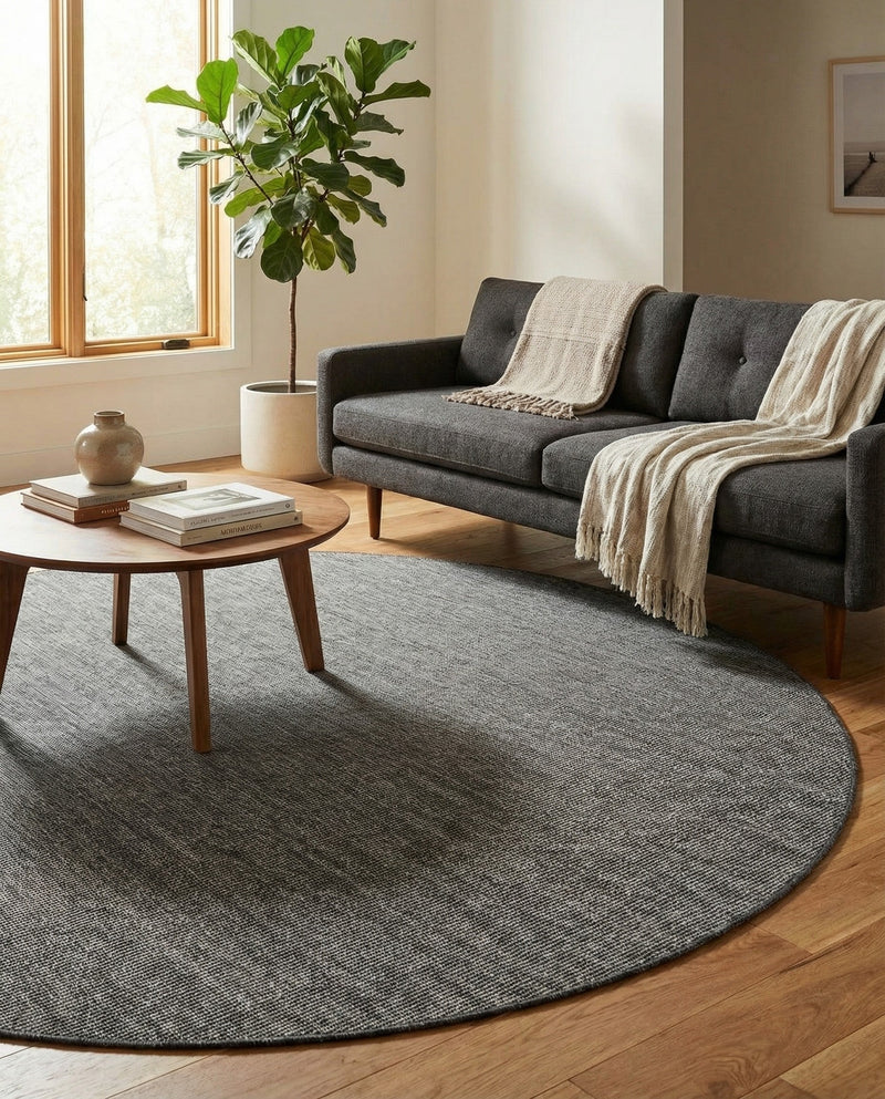 Seaside Serenity Collection Area Rug - Veranda (Black) Round Black  lifestyle 56