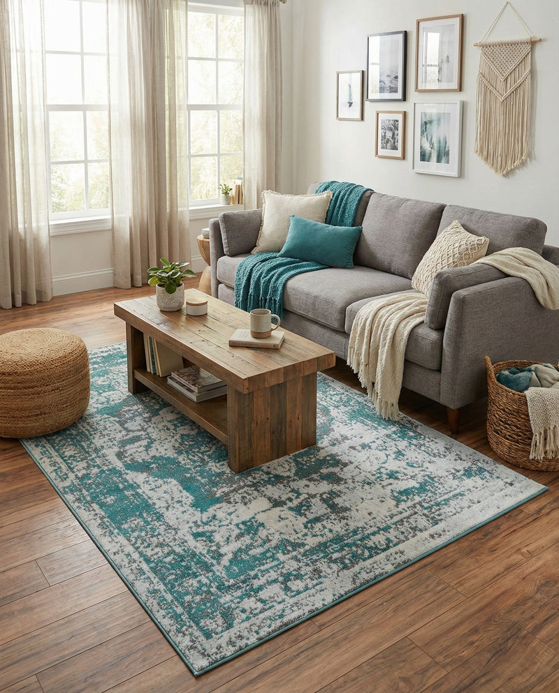 Riviera Elegance Collection Area Rug -  Menton (Turquoise) Rectangle Turquoise  lifestyle 16