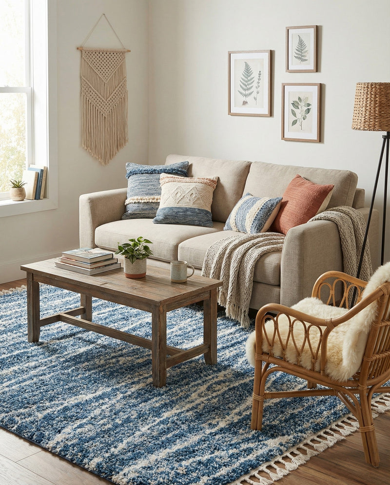 Tranquil Tides Shag Collection Area Rug -  Frost Rectangle Blue  lifestyle 15