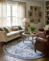 Baroque Era Collection Area Rug - Versailles (Gray Blue) Oval Gray Blue  lifestyle 57