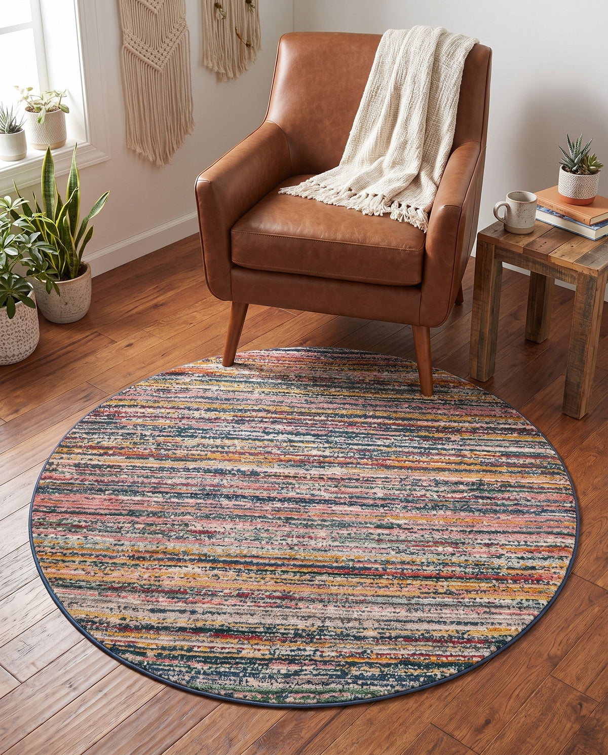 Jewel Oasis Collection Area Rug - Sapphire (Multi) Round Multi  lifestyle 157