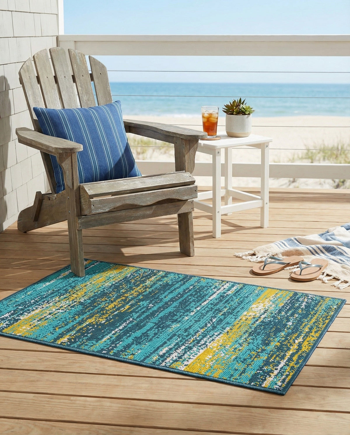 Seaside Haven Rugs Collection Area Rug -  Sandbar Rectangle Multi.Blue  lifestyle 4