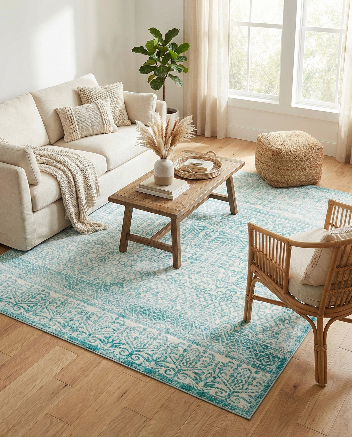 Metro Heights Collection Area Rug -  Chelsea Square Teal  lifestyle 155
