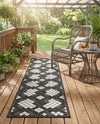 Urban Terrace Collection Area Rug -  Williamsburg Runner Black and White  lifestyle 72