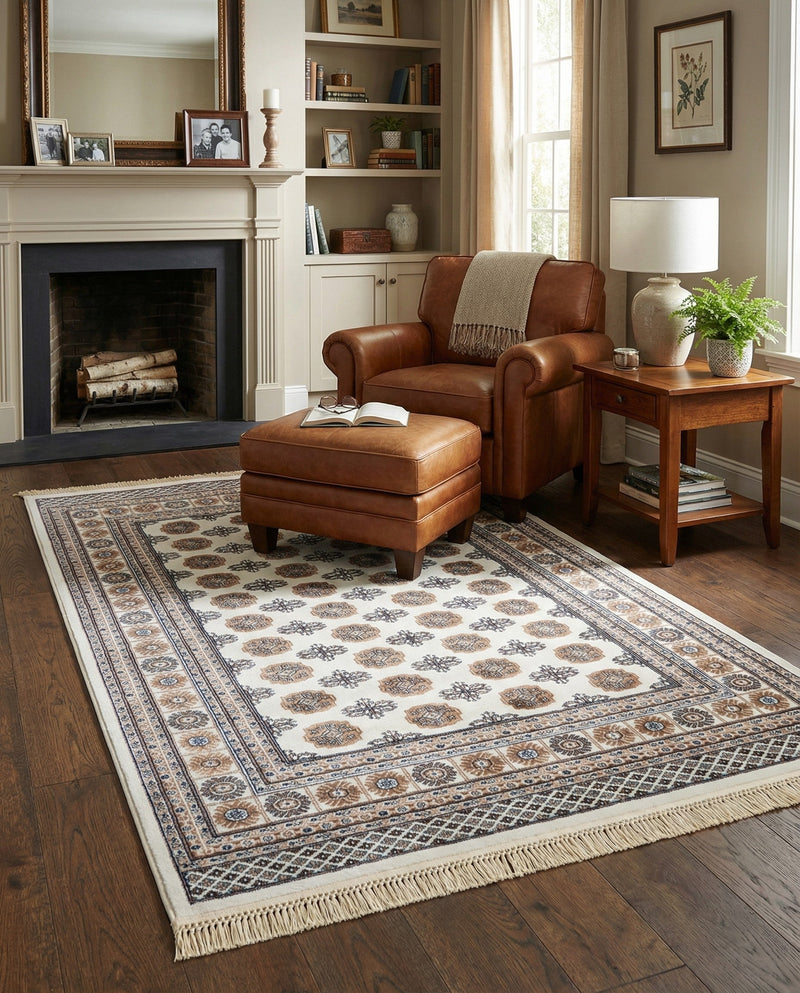 Samarkand Elegance Collection Area Rug -  Margilan (Ivory) Rectangle Ivory  lifestyle 20