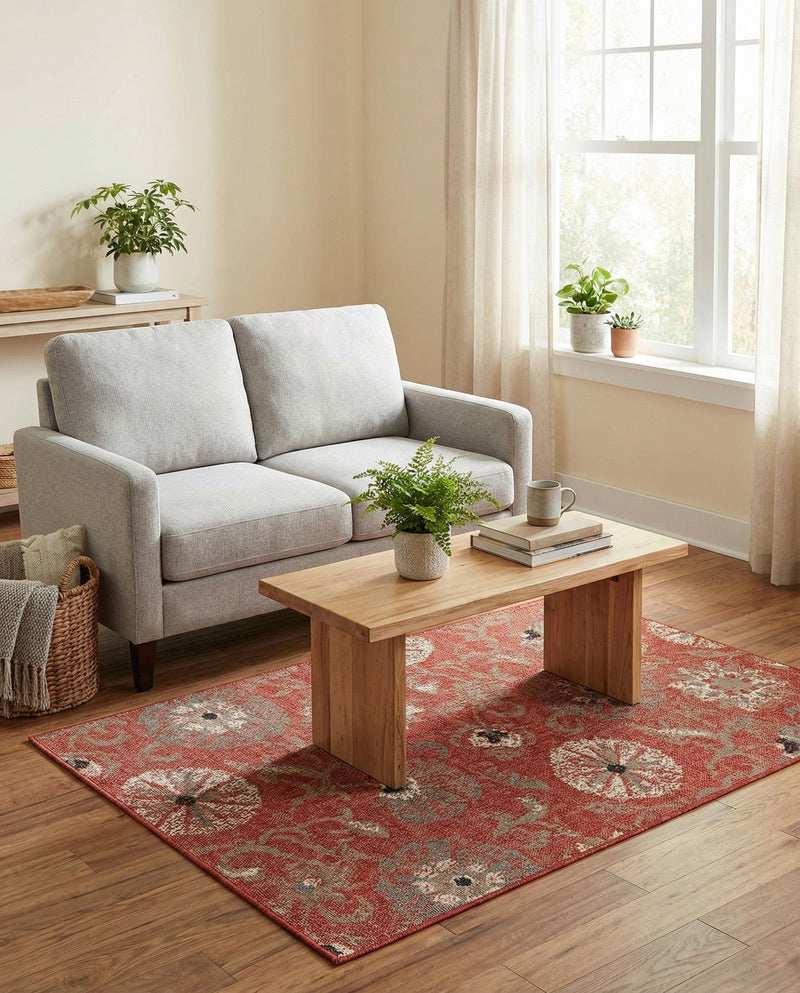 Seaside Blooms Collection Area Rug - Seychelles Rectangle Terracotta  lifestyle 23