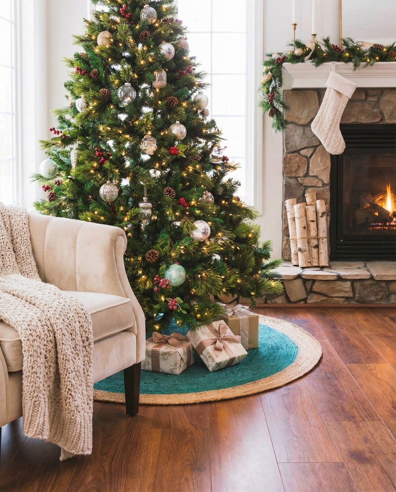 Holiday Hearth Rugs Collection Area Rug - Yuletide Round Green  lifestyle 37