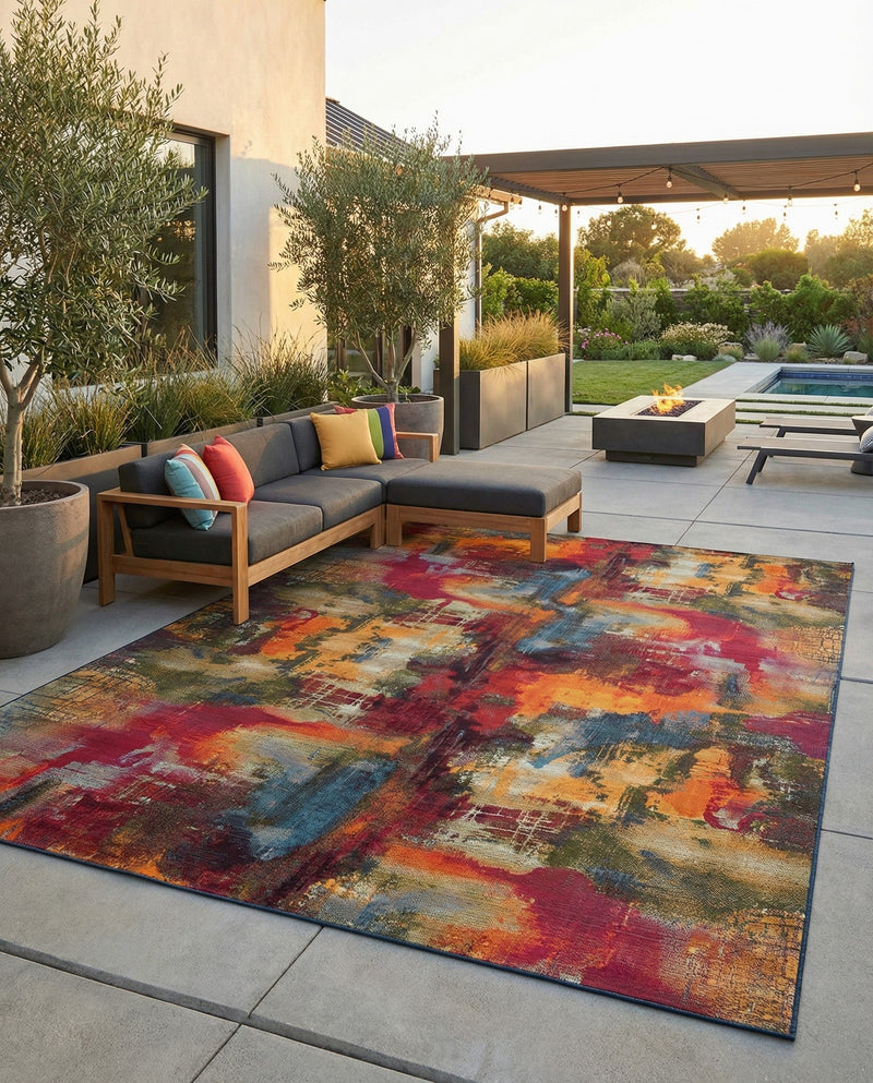 Urban Terrace Collection Area Rug -  Atrium Rectangle Multi  lifestyle 23