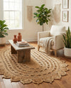 Woven Seaside Jute Collection Area Rug - Coastalhaven (Natural) Oval Natural  lifestyle 34