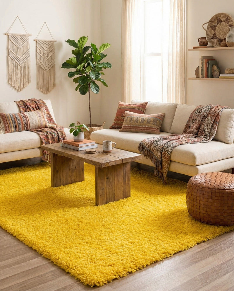 Plush Oasis Collection Area Rug - Serenity (Tuscan Sun Yellow) Rectangle Tuscan Sun Yellow  lifestyle 5
