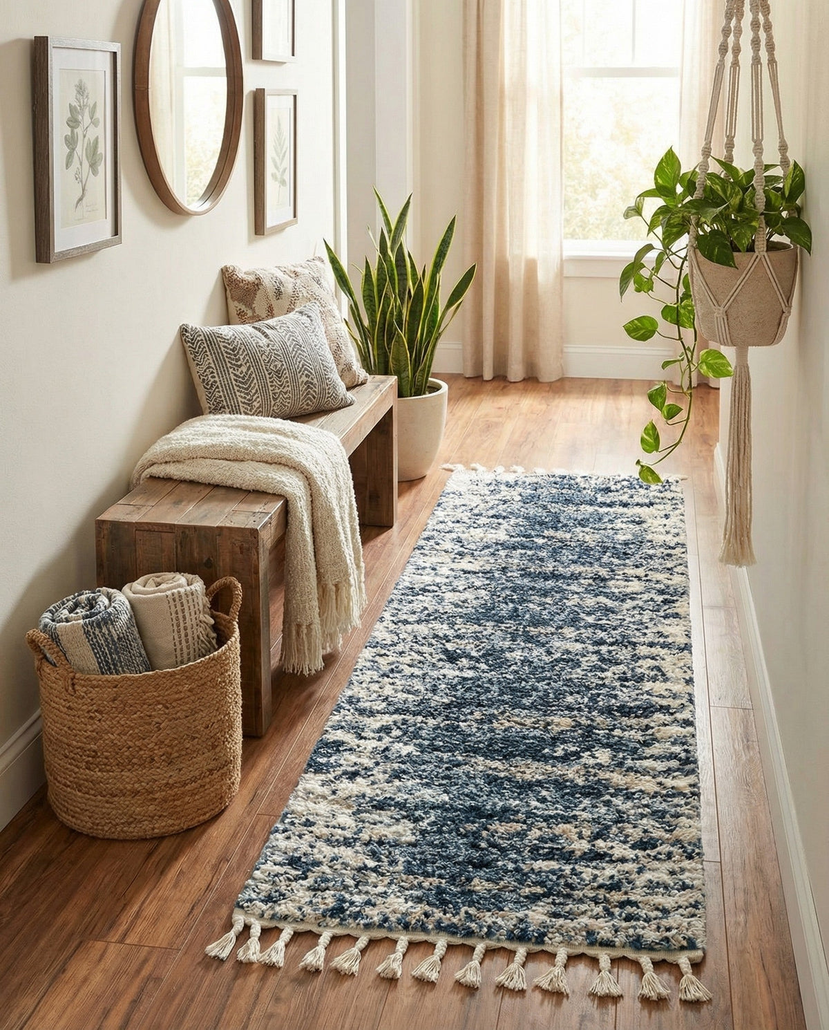 Tranquil Tides Shag Collection Area Rug - Marina Runner Blue  lifestyle 114
