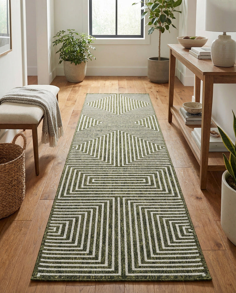 Urban Terrace Collection Area Rug -  Astoria (Green) Runner Green  lifestyle 54