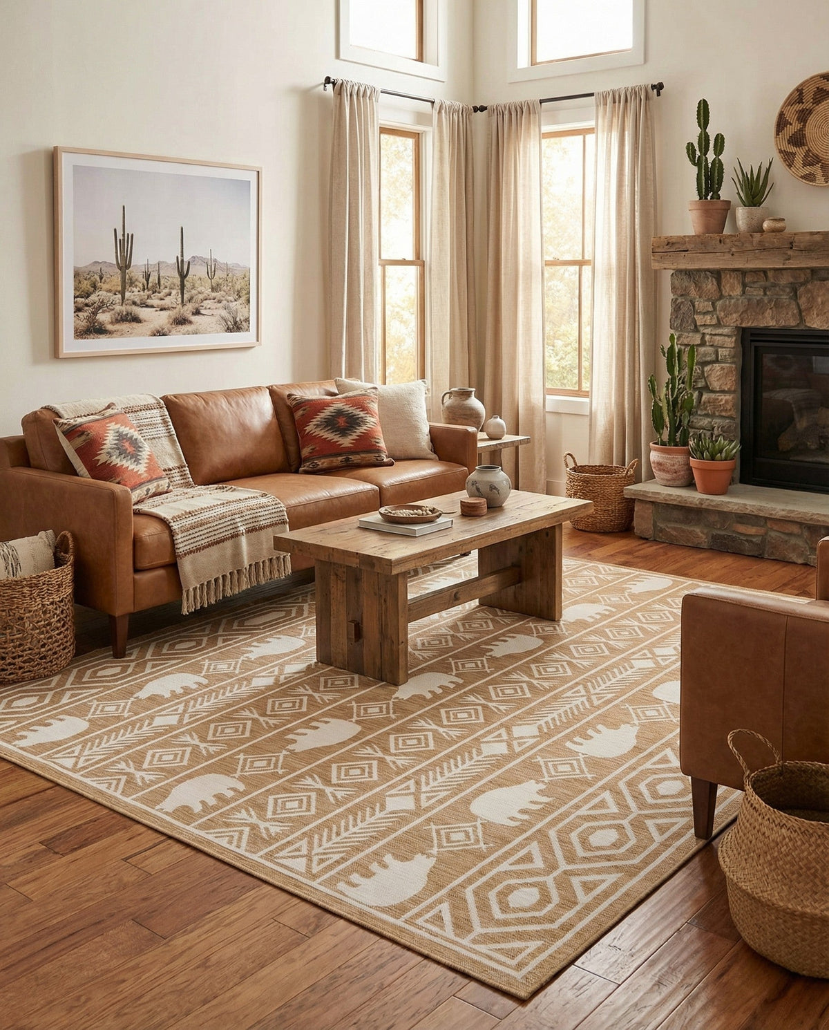 Mesa Oasis Rugs Collection Area Rug - Sundown Square Taupe  lifestyle 145