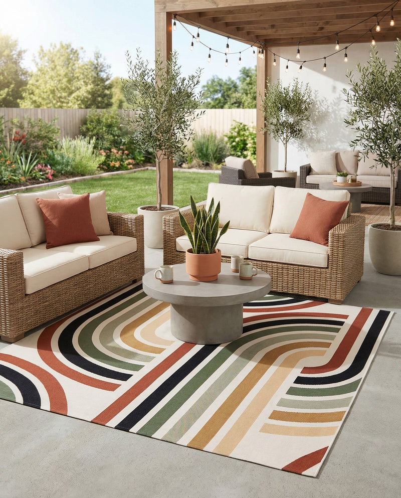 Urban Terrace Collection Area Rug -  Piazza Square Multi  lifestyle 51