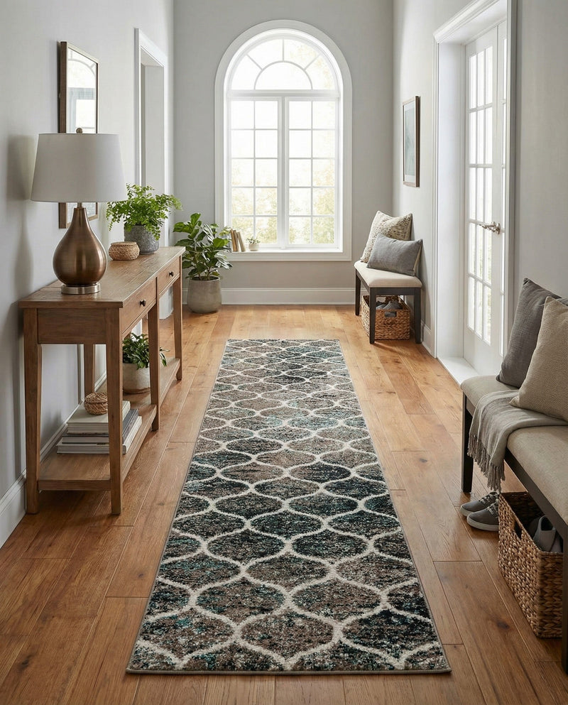 Trellis Mosaic Collection Area Rug -  Pergolatown (Blue Multi) Runner Blue Multi  lifestyle 79