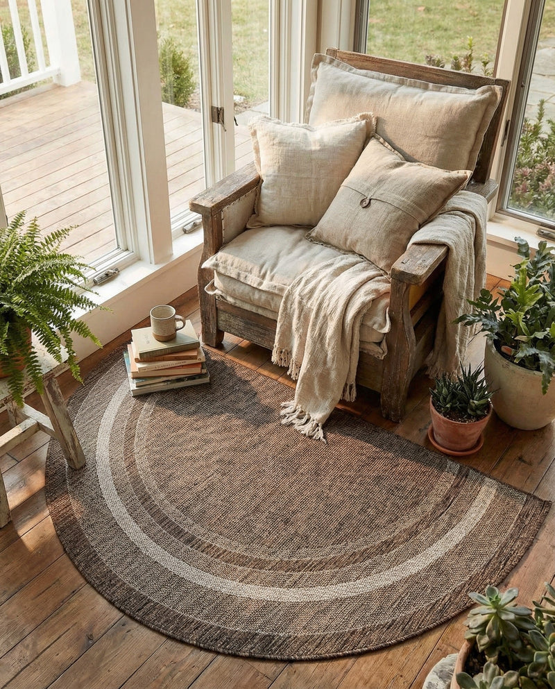 Terrace Fringe Collection Area Rug - Veranda (Brown) Hearth Brown  lifestyle 60