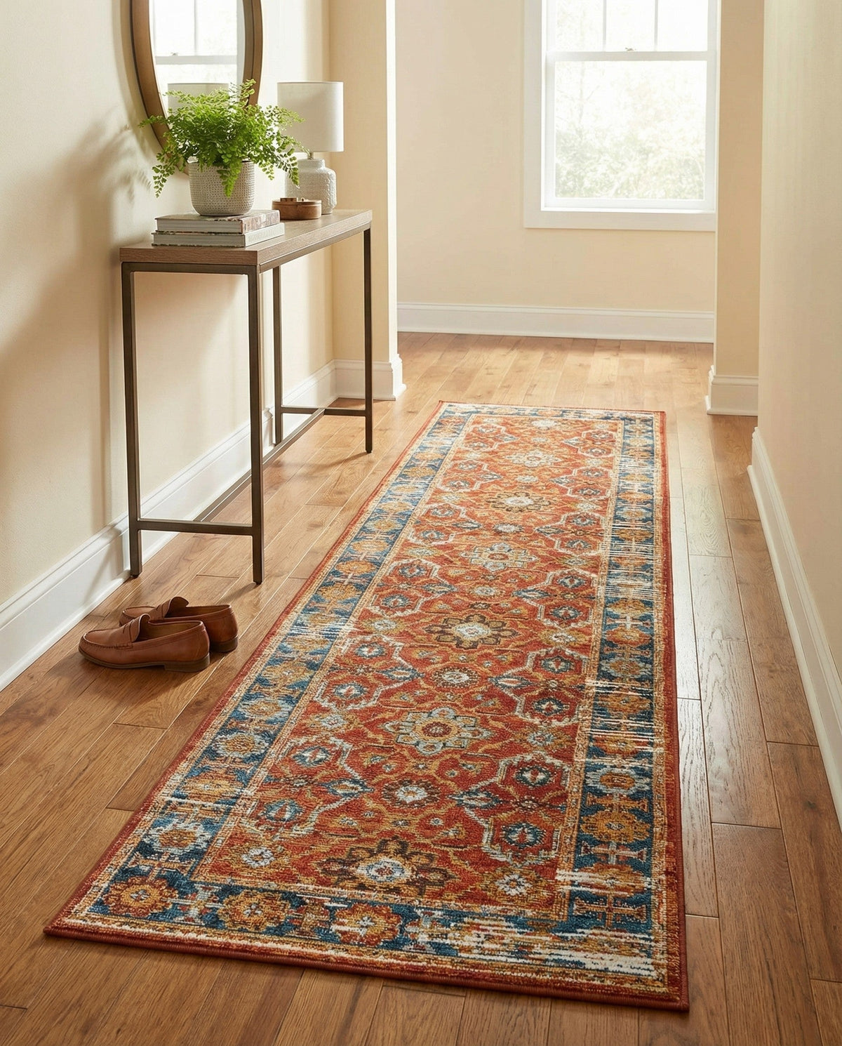 Patio Heritage Collection Area Rug -  Eden Runner Antique Red  lifestyle 86