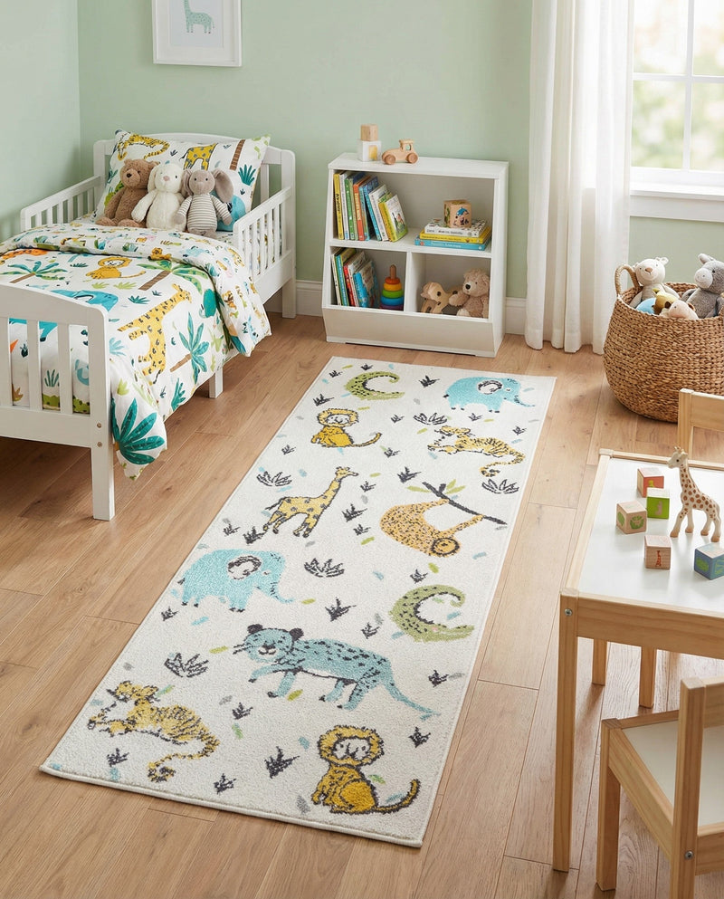 Wonder Tykes Collection Area Rug -  Spatter Runner Ivory  lifestyle 35