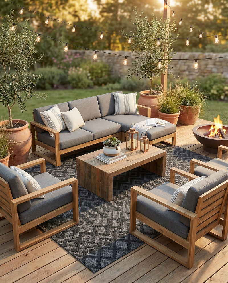 Garden Lattice Charm Collection Area Rug -  Pergola (Charcoal) Square Charcoal  lifestyle 55