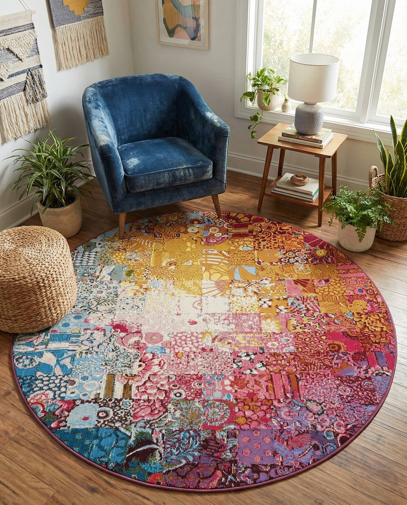 Urban Terrace Collection Area Rug -  Terrace Round Multi  lifestyle 51